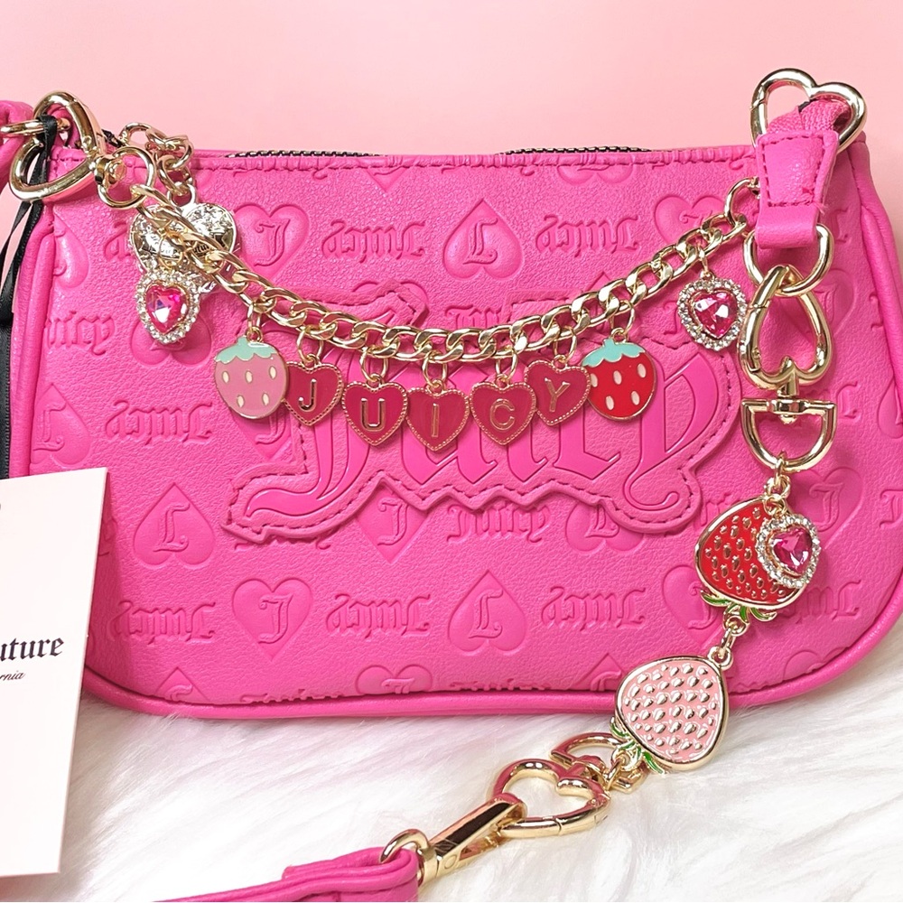 New Juicy Couture Pink Upgrade U Mini Wristlet Shoulder Bag and Accessories
